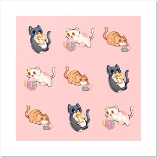 3 Cats Pattern Posters and Art